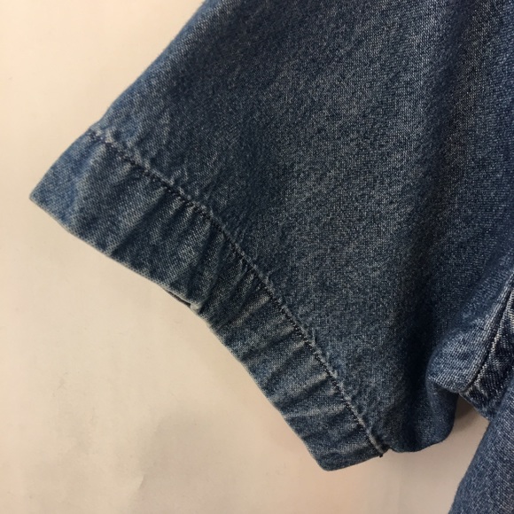 Denim & Co Top Jean Shirt Sz L Button Down Floral - Picture 3 of 6